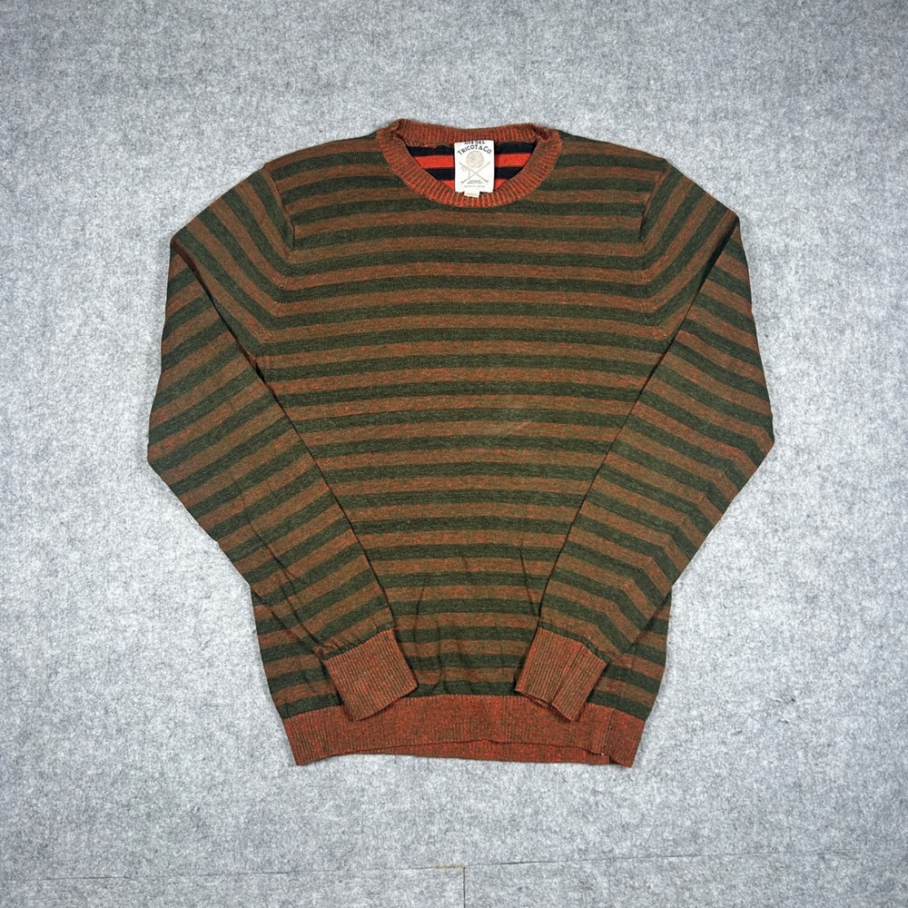 Diesel Tricot‎ knit Sweater Mens Size Medium Green Orange Striped Linen Blend